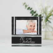 70e verjaardag Black White Silver Diamond Kaart (Staand voorkant)