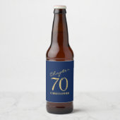 70e verjaardag blauw goud bier etiket (Voorkant)