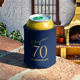 70e verjaardag blauw goud blikjeskoeler