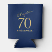 70e verjaardag blauw goud blikjeskoeler (Voorkant)