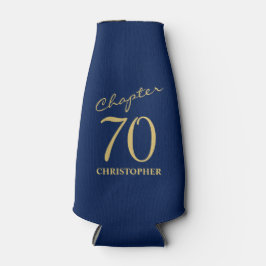 70e verjaardag blauw goud flesjeskoeler