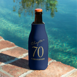 70e verjaardag blauw goud flesjeskoeler
