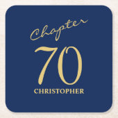 70e verjaardag Blauw Goud Hoofdstuk 70 Kartonnen Onderzetters (Voorkant)