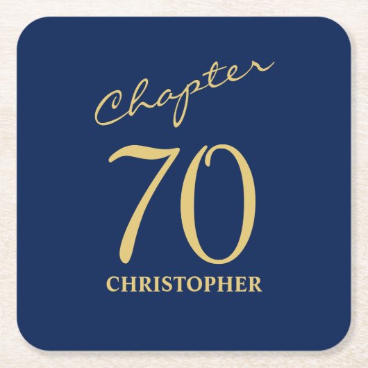 70e verjaardag Blauw Goud Hoofdstuk 70 Kartonnen Onderzetters (Voorkant)
