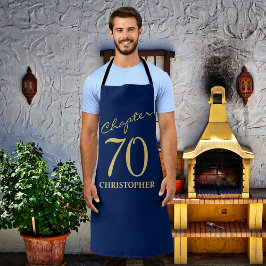 70e verjaardag blauw goud schort