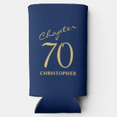 70e verjaardag blauw goud seltzer blikjeskoeler (Achterkant)