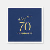 70e verjaardag blauw goud servet (Voorkant)