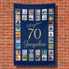 70e verjaardag blauw goud spandoek