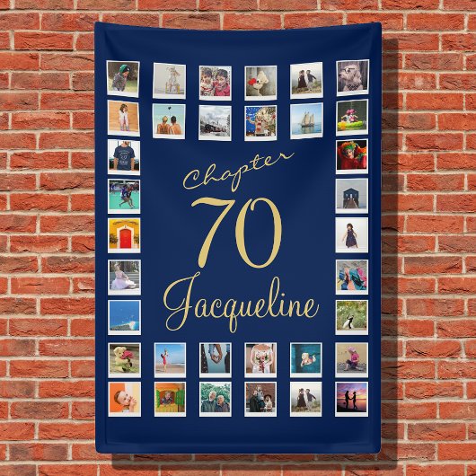 70e verjaardag blauw goud spandoek