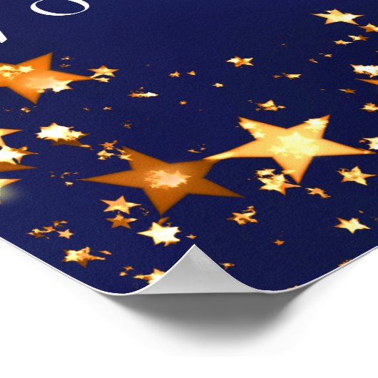 70e Verjaardag blauw goud sterren foto welkom Poster (Hoek)