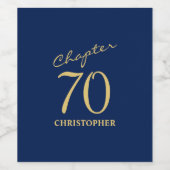 70e verjaardag blauw goud wijn etiket (Enkel label)