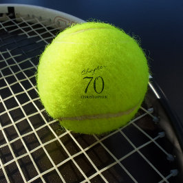 70e verjaardag Blauw Script Tennisballen