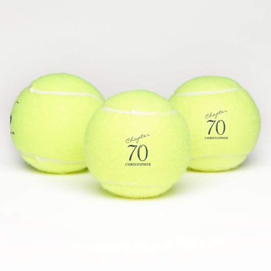 70e verjaardag Blauw Script Tennisballen (Multi)