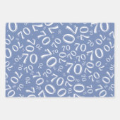 70e verjaardag Blauw & wit nummerpatroon 70 Inpakpapier Vel (Voorkant)
