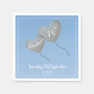 70e verjaardag blauwe ballon servet