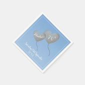 70e verjaardag blauwe ballon servet (Hoek)