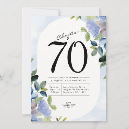 70e verjaardag Blauwe Floral Kaart