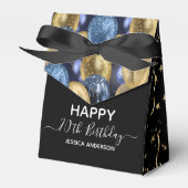 70e verjaardag Blauwe Glitter-ballonnen Bedankdoosjes (Voorkant Zijde)