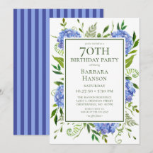 70e verjaardag Blauwe Hortensia's