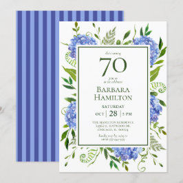 70e verjaardag Blauwe Hortensia's Kaart