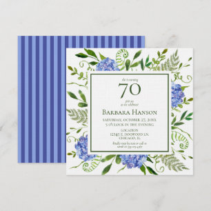 70e verjaardag Blauwe Hortensia's Kaart