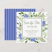 70e verjaardag Blauwe Hortensia's Save The Date (Voorkant / Achterkant)