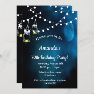 70e verjaardag blauwe maan pot lichten kaart