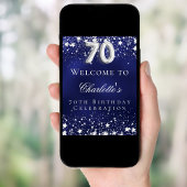 70e verjaardag blauwe zilveren sterren welkomstfee poster