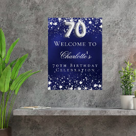 70e verjaardag blauwe zilveren sterren welkomstfee poster