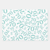 70e verjaardag Blauwgroen en wit nummerpatroon 70 Inpakpapier Vel (Voorkant)