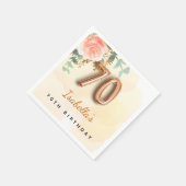 70e verjaardag bloem roos goud eucalyptusmonogram servet (Hoek)