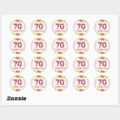 70e verjaardag Bloemen Elegant 70 jaar Roze Ronde Sticker (Vel)
