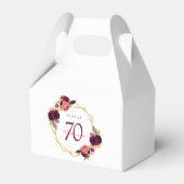 70e verjaardag bloemen gouden geometrische burgund bedankdoosjes (Achterkant)