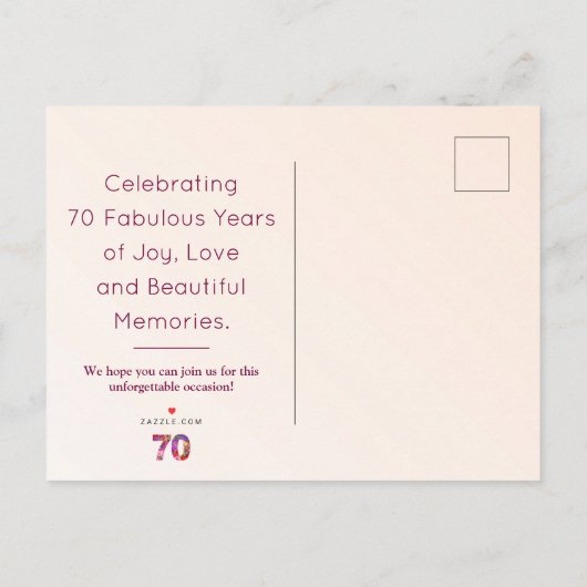 70e verjaardag Bloemen Modern 70 jaar feest Aankondigingskaart (Achterkant)