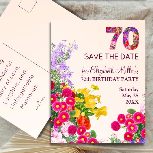 70e verjaardag Bloemen Modern 70 jaar feest Aankondigingskaart