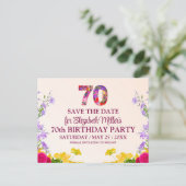 70e verjaardag Bloemen Modern 70 jaar feest Aankondigingskaart (Staand voorkant)
