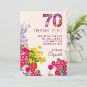 70e verjaardag Bloemen Modern 70 jaar feest Bedankkaart (Staand voorkant)