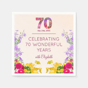 70e verjaardag Bloemen Modern 70 jaar feest elegan Servet