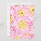 70e Verjaardag Bloemen Roze Pioen Waterverf Partij Kaart (Achterkant)