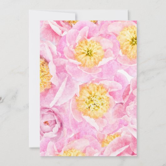 70e Verjaardag Bloemen Roze Pioen Waterverf Partij Kaart (Achterkant)