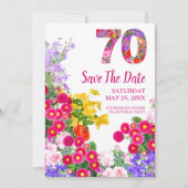70e verjaardag bloemenmodern Save The Date Kaart (Voorkant)