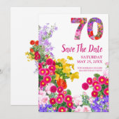 70e verjaardag bloemenmodern Save The Date Kaart (Voorkant / Achterkant)
