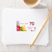 70e verjaardag bloemenmoderne retour adreslabels etiket (Insitu)