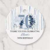 70e verjaardag Bloemennummer Kustblauwe Partij Bedankjes Labels (Voorkant)