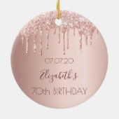 70e verjaardag bloost roze gouden glitters druppel keramisch ornament (Achterkant)