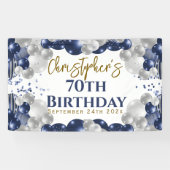 70e verjaardag Blue Balloons Party Welkom Spandoek (Horizontaal)