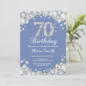 70e verjaardag Blue en Silver Diamond Kaart (Staand voorkant)