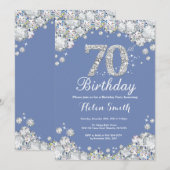 70e verjaardag Blue en Silver Diamond Kaart (Voorkant / Achterkant)