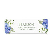 70e verjaardag Blue Hydrangeas retouradres Etiket (Voorkant)