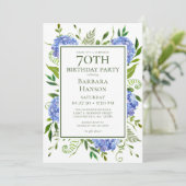 70e verjaardag Blue Hydrangeas Surprise Party Kaart (Staand voorkant)